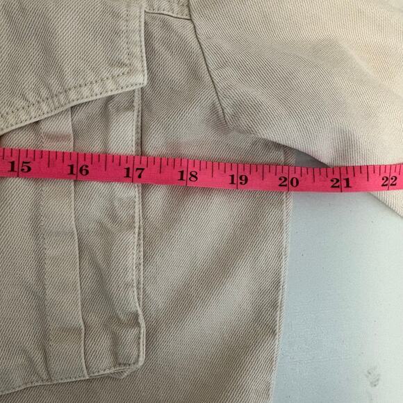 Young Fabulous Broke Crop Jacket Utility Style Pockets Zip Up Beige Casual Small - Picture 7 of 7